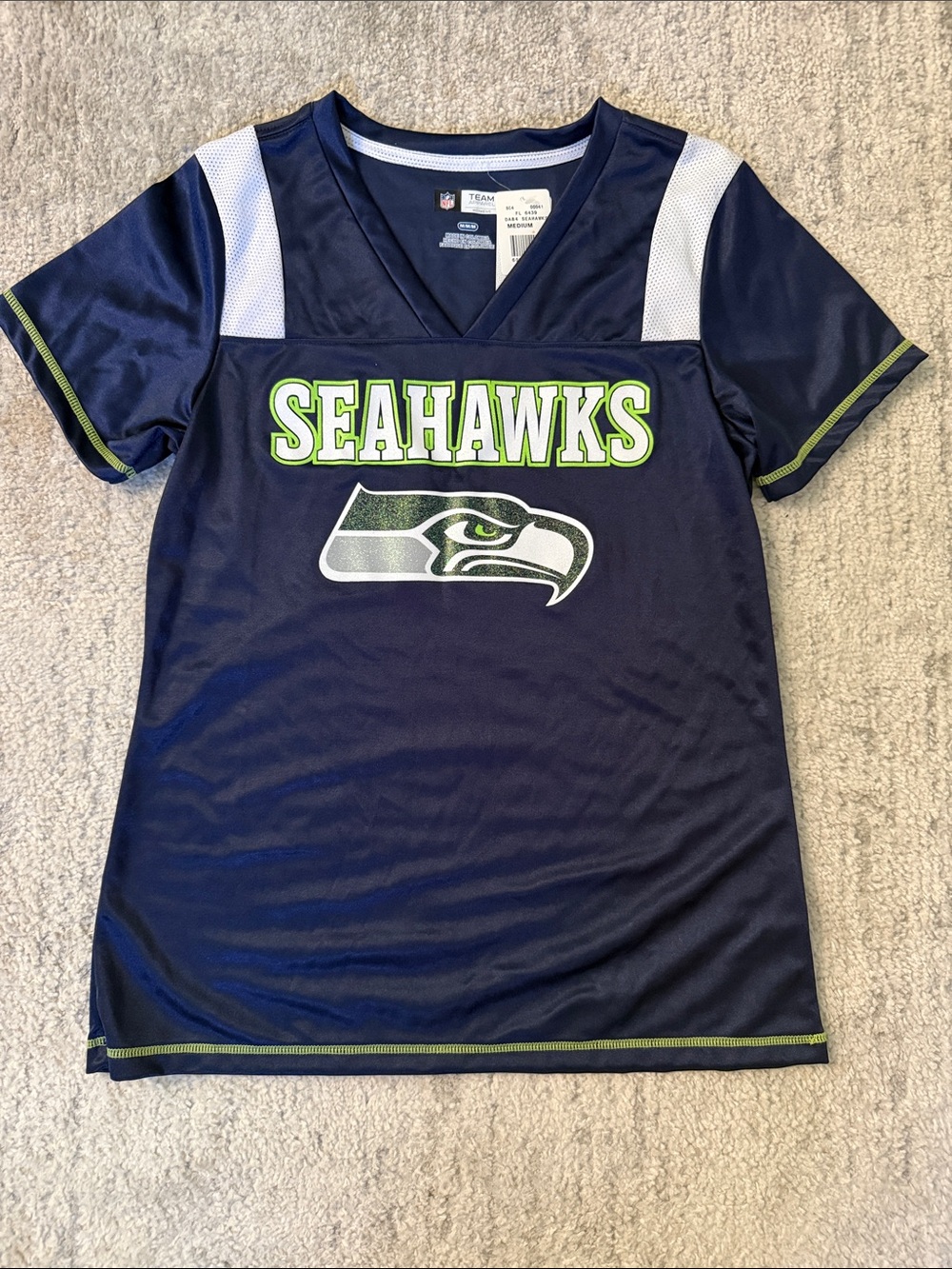 NFL Seahawks Women’s Navy Short-Sleeve Jersey Top